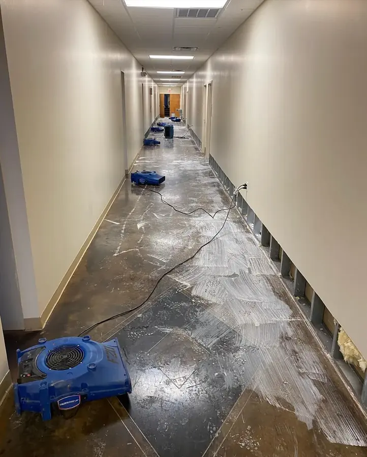 Wet carpet and pad pulled up in an Easley home